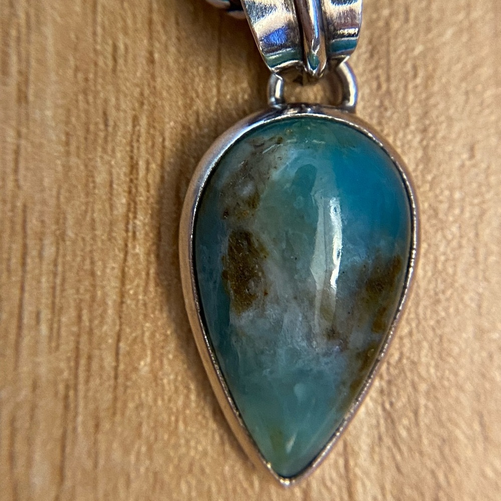 Magnificent Peruvian Opal sterling silver Pendant on a thick wheat chain - Picture 6 of 9